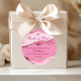 Modern 30 Shades of Pink Birthday Party  Ronde Sticker