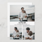 Modern 3 aangepaste foto's besparen de datum-uitno kaart (Voorkant / Achterkant)