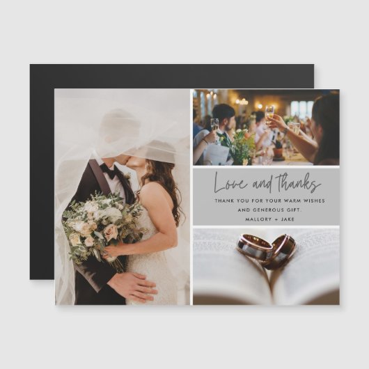 Modern 3 Bedankt met fotoliefdesweddenschap Bedank (Voorkant / Achterkant)