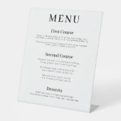 Modern 3-cursus bruiloft menu reclamebord met voetstuk (Voorkant)