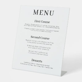 Modern 3-cursus bruiloft menu reclamebord met voetstuk