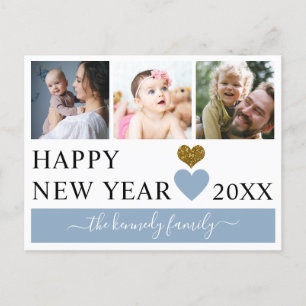 Modern 3 Familie Fotocollage Gelukkig Nieuwjaar 20 Feestdagenkaart