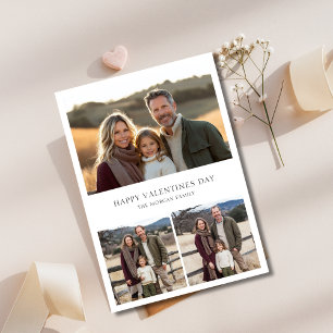 Modern 3 Familiefoto kinder Gelukkige Valentijnsda Feestdagenkaart