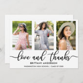 Modern 3 Foto Afstuderen Love and Bedankt W Aankondiging (Voorkant / Achterkant)