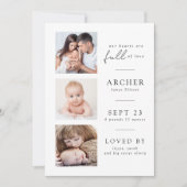Modern 3 Foto Baby geboorte Aankondiging (Voorkant)