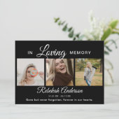 Modern 3 Foto Collage Funeral Aankondiging (Staand voorkant)