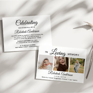 Modern 3 Foto Collage Funeral Aankondiging