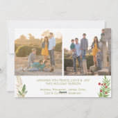 Modern 3 Foto Eenvoudig Prettig Kerstfeest Hulst B Feestdagenkaart (Achterkant)