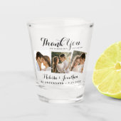 Modern 3 Foto Pas getrouwd Weddenschap Bedankt Gla Shot Glas (Voorkant)