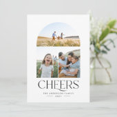 Modern 3 foto rood elegante typografie kerst (Staand voorkant)