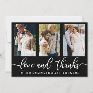 Modern 3 Foto Wedding Love and Bedankt