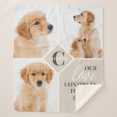 Modern 3 Fotocollage Huisdier Hond Monogram Sherpa Deken (Voorkant)