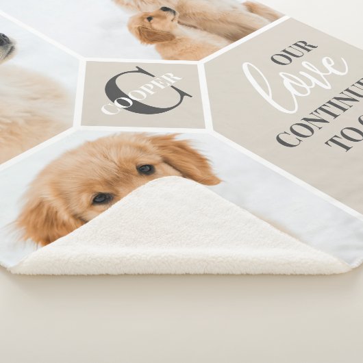 Modern 3 Fotocollage Huisdier Hond Monogram Sherpa Deken (3/4)