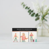 Modern 3 Fotograaf Roos Gold Foil Visitekaartje (Staand voorkant)