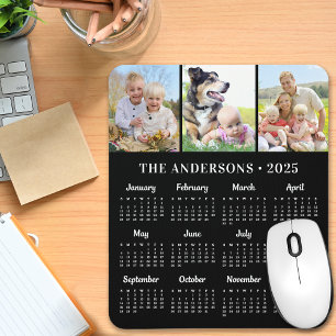 Modern 3 foto's 2025 Kalender Aangepast 12 maanden Muismat