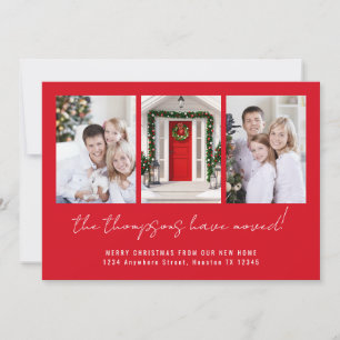 Modern 3 Foto's met prettig kerstfeest vanuit New  Feestdagenkaart