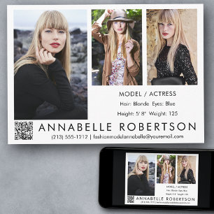 Modern 3 Foto's QR Code Model en Actor Comp Kaart