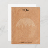 Modern 3-letter Monogram Boho Terracotta Note Card Notitiekaartje (Voorkant / Achterkant)