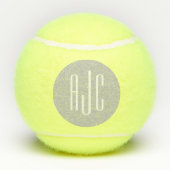Modern 3-letterige monogram Initialen wit grijs Tennisballen (Achterkant)
