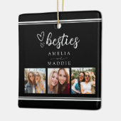 Modern 3 Photo Collage Besties Black and White Keramisch Ornament (Links)