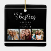 Modern 3 Photo Collage Besties Black and White Keramisch Ornament (Achterkant)