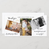 Modern 3 photo collage mariage script merci (Devant / Derrière)