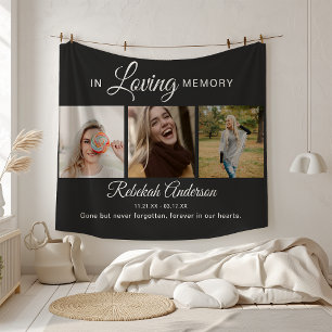 Modern 3 Photo Collage Memorial Fleece Deken