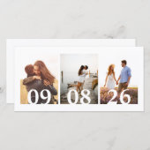 Modern 3 Photo Collage Wedding Save The Date (Voorkant / Achterkant)