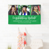 Modern 3 Photo Congratulations Green Graduation Spandoek (Insitu)