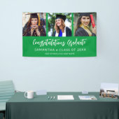 Modern 3 Photo Congratulations Green Graduation Spandoek (Beurs)