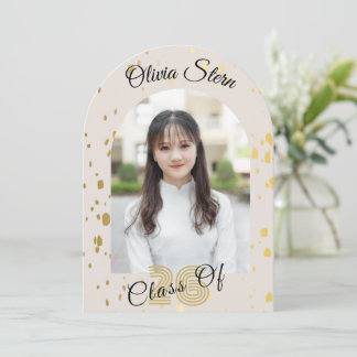 Modern 3 Photo Graduation Invitation| Gold Kaart