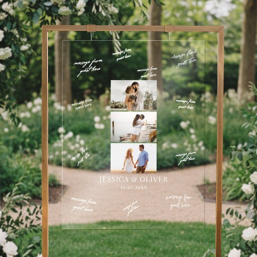 Modern 3 Photo Wedding Guest Signature