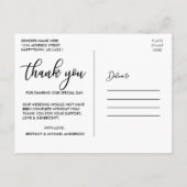 Modern 3 Photo Wedding Love and Bedankt Gold Scrip Briefkaart (Achterkant)