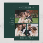 Modern 3 Photos Hand-Lettered Wedding Bedankkaart (Voorkant / Achterkant)