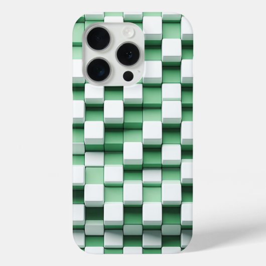 Modern 3D Geometric Cube Case - Mint Green & White (Achterkant)