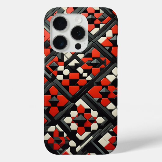 Modern 3D Geometric Mandala Case - Bold Red, Black (Achterkant)