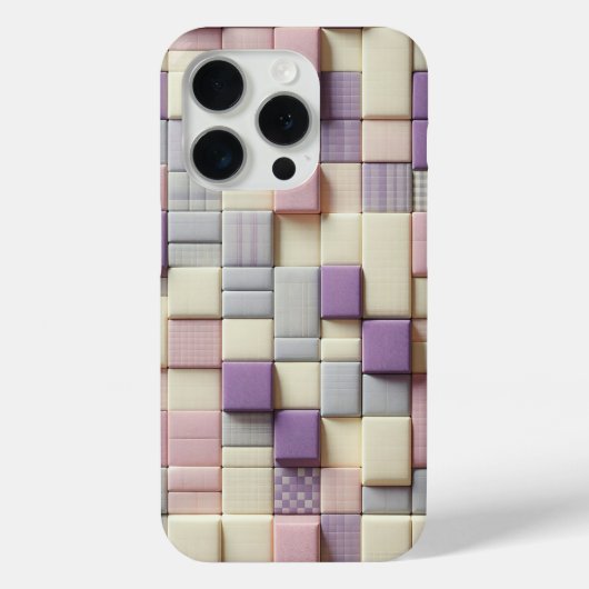 Modern 3D Pastel Block Phone Case Abstract Lavende (Achterkant)