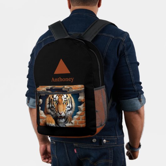 Modern 3D Tiger Customizable Name  Bedrukte Rugzak (Insitu (model))