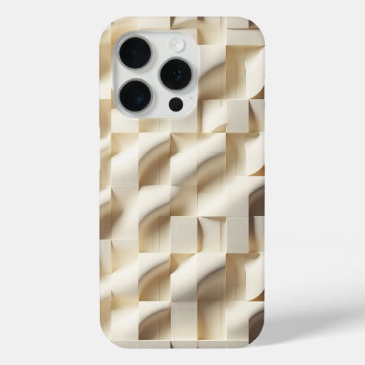 Modern 3D Wavy Cream Phone Case - Minimalist Sand (Achterkant)
