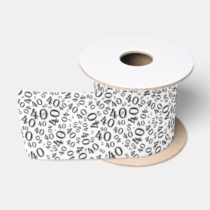 Modern 40ste verjaardag nummer patroon zwart/wit lint