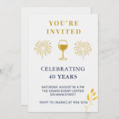 Modern 40th Birthday Milestone Invitation Card (Devant / Derrière)