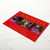 Modern 4 Aankondiging Afstuderen Foto Folie Rood (Gedraaid)