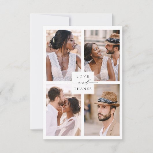 Modern 4 Collage Wedding met foto's Bedankkaart (Voorkant)