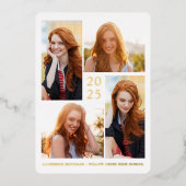 Modern 4 Foto Afstuderen Folie Uitnodiging (Voorkant)