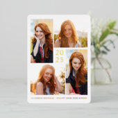 Modern 4 Foto Afstuderen Folie Uitnodiging (Staand Voorkant)