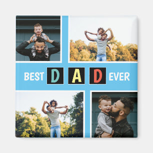 Modern 4 Foto Best Dad Ever Keepomwille Magneet