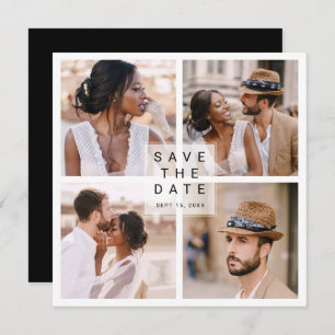Modern 4-foto-collage bruiloft save the date