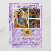 Modern 4 Foto Collage Sunflower afstuderen Aankondiging (Voorkant / Achterkant)