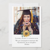 Modern 4 Foto Collage Sunflower afstuderen Aankondiging (Achterkant)