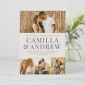 Modern 4 Foto Elegant Wedding Kaart (Staand voorkant)